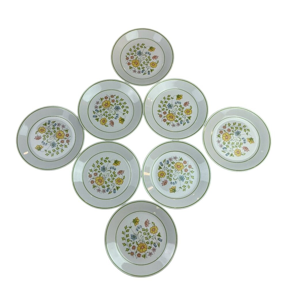 Vintage Corelle “Spring Meadow” Wildflowers Set Of 8 Lunch Plates White Porcelai - Picture 3 of 4